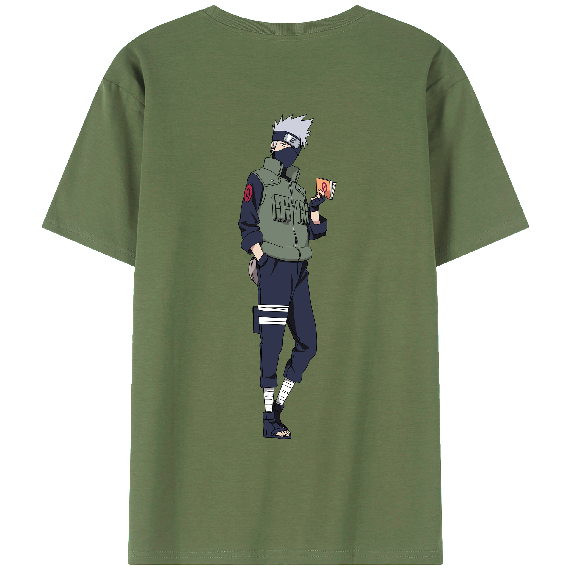 （画像用） NARUTO -ナルト- はたけ カカシ Hatake Kakashi 綿100％ メンズ半袖Tシャツ（バックプリント） 通気性